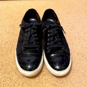 LANVIN DBB1 SUEDE AND PATENT LEATHER SNEAKERS